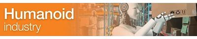 Humanoid robot in warehouse setting.