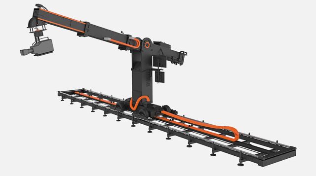 Jib crane on a 7th axis used for camera control